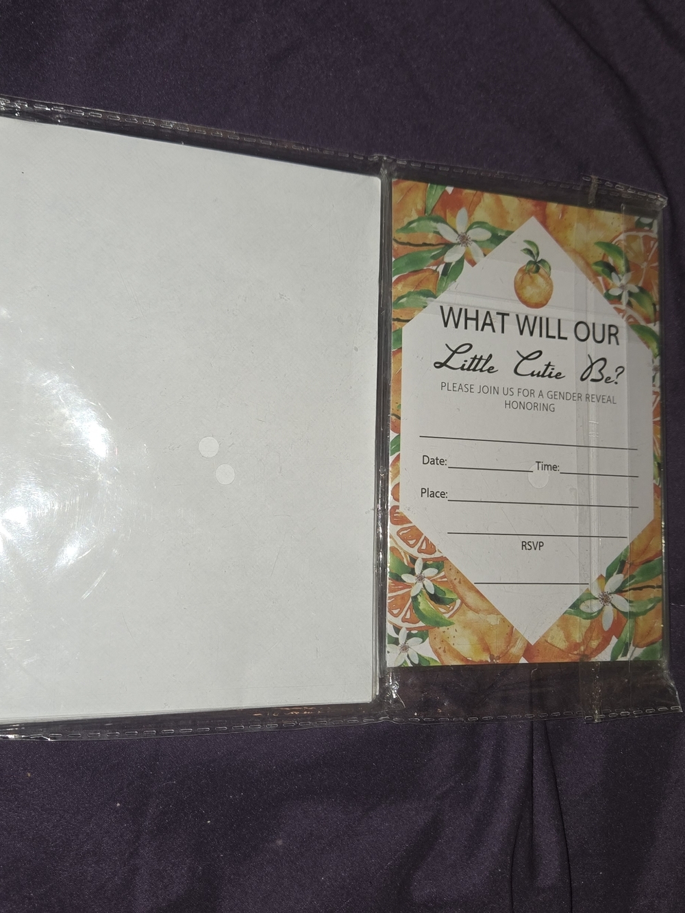 Gender Reveal Invitation Cards - Orange Floral Design